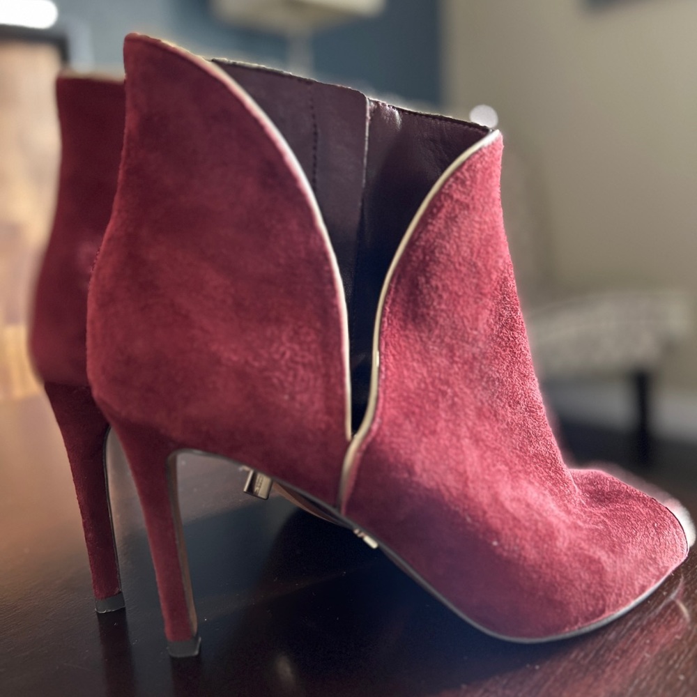 New Michael Kors Suede Open-Toe Ankle Boot